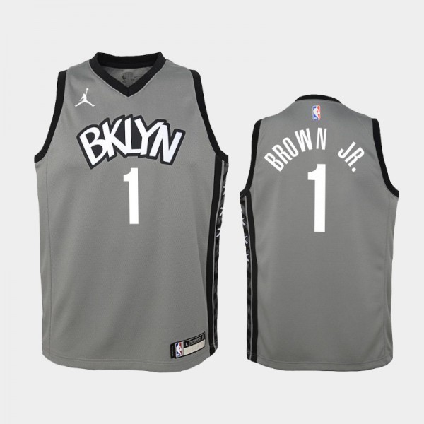 Bruce Brown Jr. Brooklyn Nets #1 Youth Statement 2020-21 Jersey - Gray