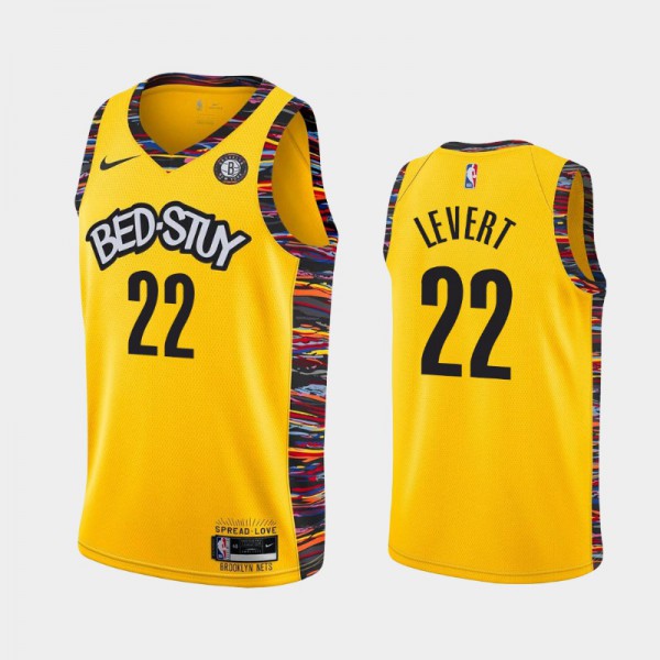 Caris LeVert Brooklyn Nets #22 Men's City Nets 2019-20 Jersey - Yellow