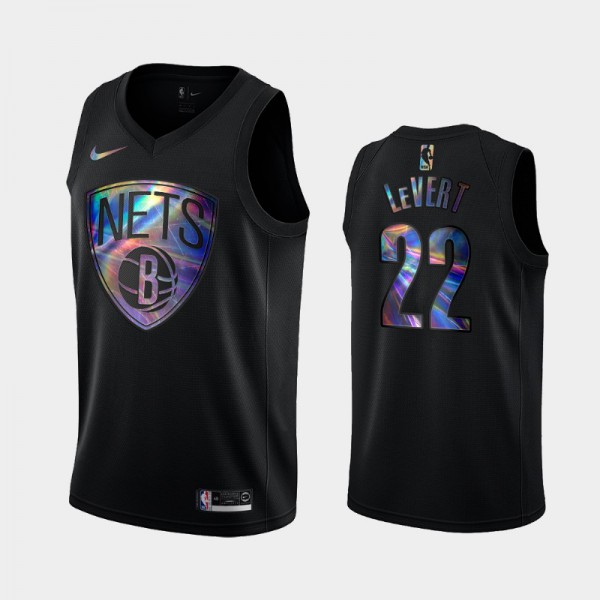 Caris LeVert Brooklyn Nets #22 Men's Iridescent Logo Iridescent Holographic Limited Edition Jersey - Black
