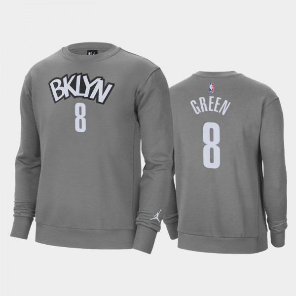 Jeff Green Brooklyn Nets #8 Men's Statement Jordan Brand Fleece Crew Sweatshirt - Gray
