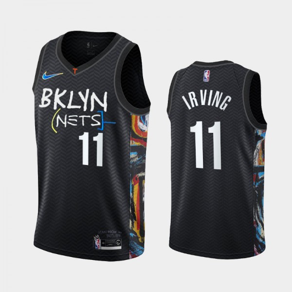 Kyrie Irving Brooklyn Nets #11 Men's City Men 2020-21 Edition Honor Basquiat Jersey - Black