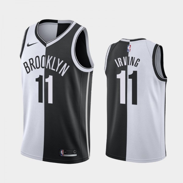 Kyrie Irving Brooklyn Nets #11 Men's Split Two-Tone Jersey - White Black