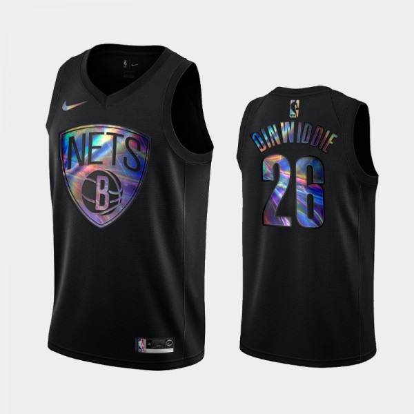 Spencer Dinwiddie Brooklyn Nets #26 Men's Iridescent Logo Iridescent Holographic Limited Edition Jersey - Black