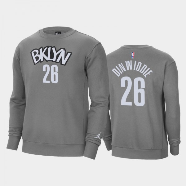 Spencer Dinwiddie Brooklyn Nets #26 Men's Statement Jordan Brand Fleece Crew Sweatshirt - Gray
